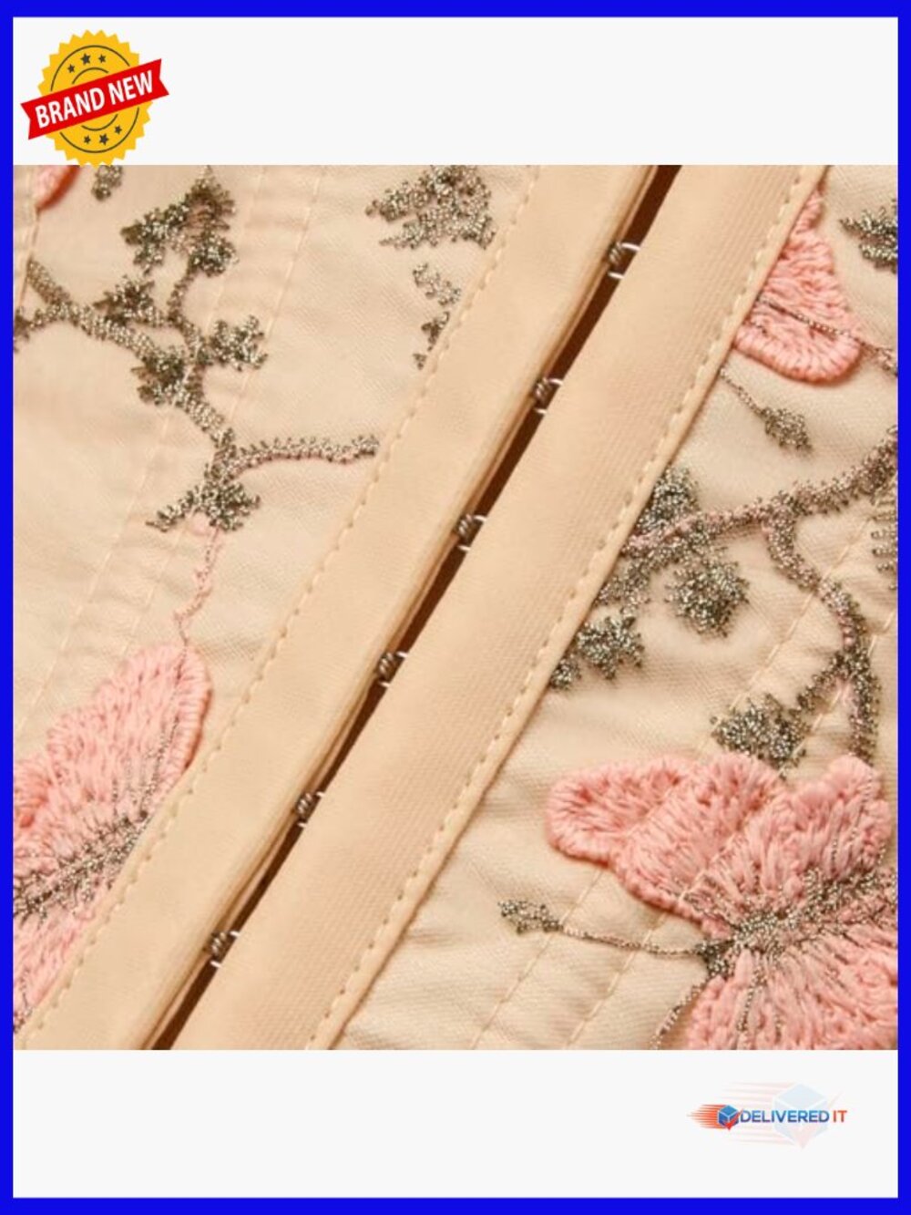 Embroidered Floral Bustier Strapless Boned Overbust Corset Top - Picture 6 of 6